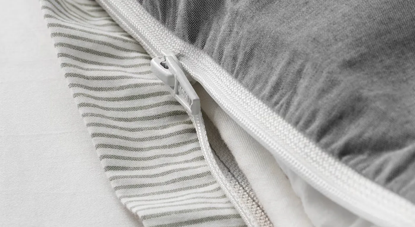 A duvet cover with a zipper seal